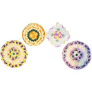 Vintage Unique Hand Crotched Hot Pads Kitchen Decoration Set of 4